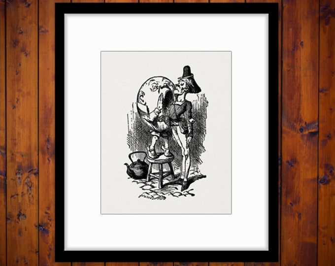 Digital Printable Humpty Dumpty and the Messenger Image Alice in Wonderland Graphic Download Jpg Png Eps HQ 300dpi No.243