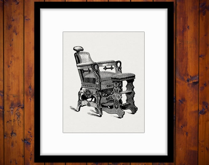 Barber's Chair Printable Digital Image Hair Salon Hairdresser Download Graphic Vintage Clip Art for Transfers Printing etc HQ 300dpi No.3683