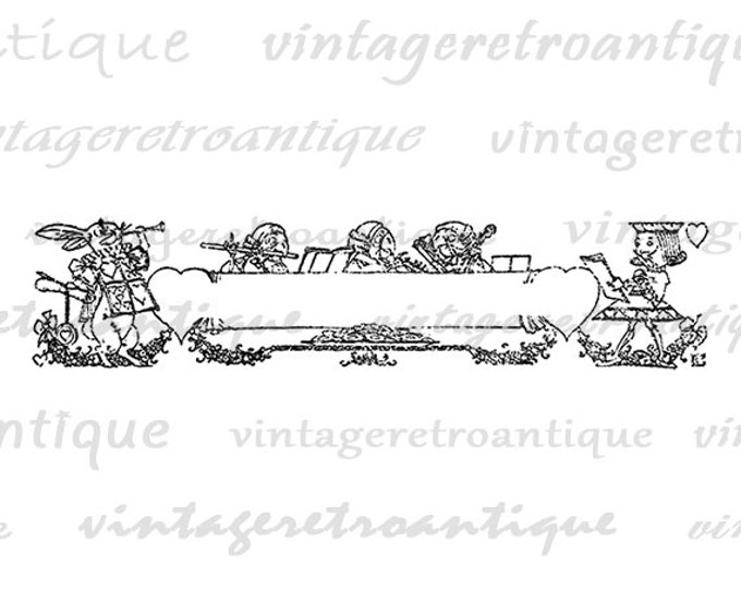 Printable Digital Alice in Wonderland Header Banner Download Image Graphic Vintage Clip Art Jpg Png Eps HQ 300dpi No.2527