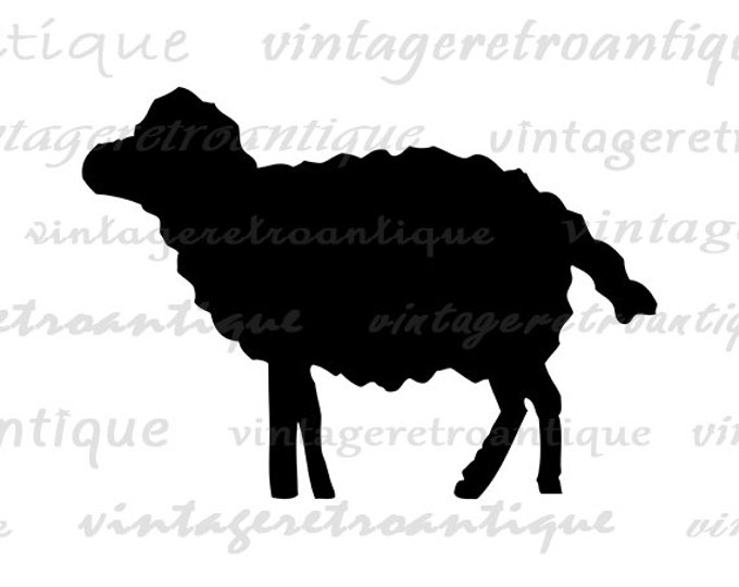 Sheep Printable Image Digital Sheep Silhouette Graphic Farm Animal Shape Lamb Download Vintage Clip Art for Transfers etc HQ 300dpi No.4694