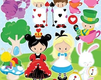 80% OFF SALE Alice in wonderland clipart commercial use, alice vector graphics, wonderland digital clip art, digital images - CL946