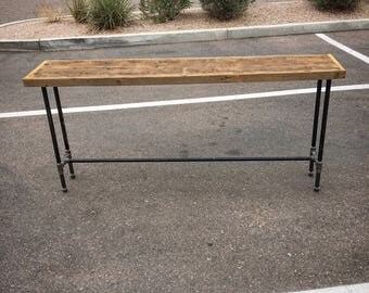 Albert Console Table 72" Reclaimed Wood and Steel Pipe Modern Industrial Vintage Furniture