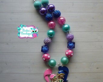 Shimmer and Shine Necklace Inspired Chunky Bubblegum Bead Necklace Shimmer and Shine Bubblegum Necklace Genie Chunky Necklace