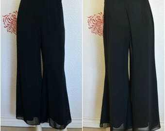 Vintage Palazzo Pants | Sheer Palazzo | Palazzo Trousers | Wide Legged Pants | Black Pants | Flowy Pants | Wide Leg Pants | 90s Pants