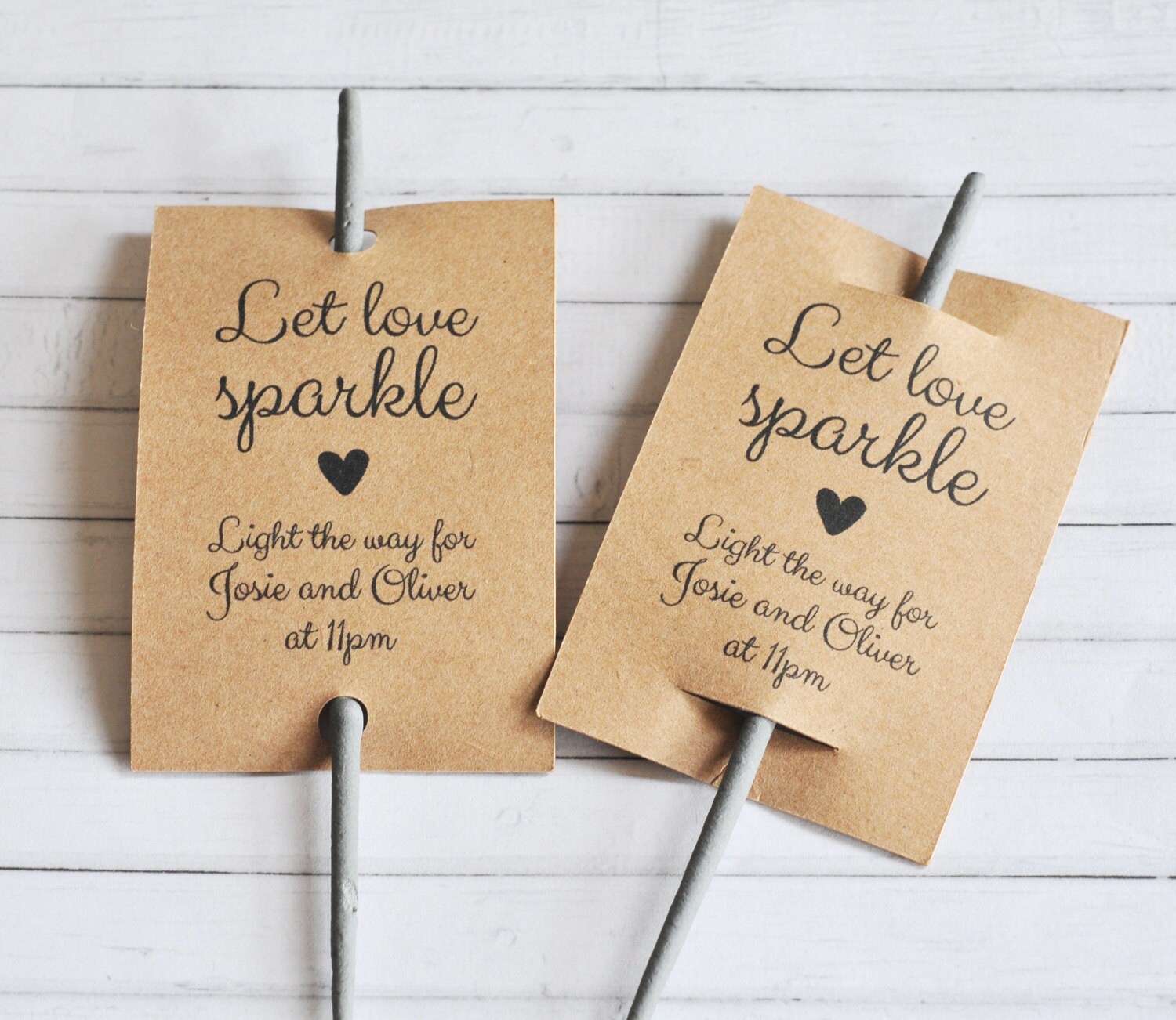 Let Love Sparkle Personalised Sparkler Sleeve Sparkler Tags