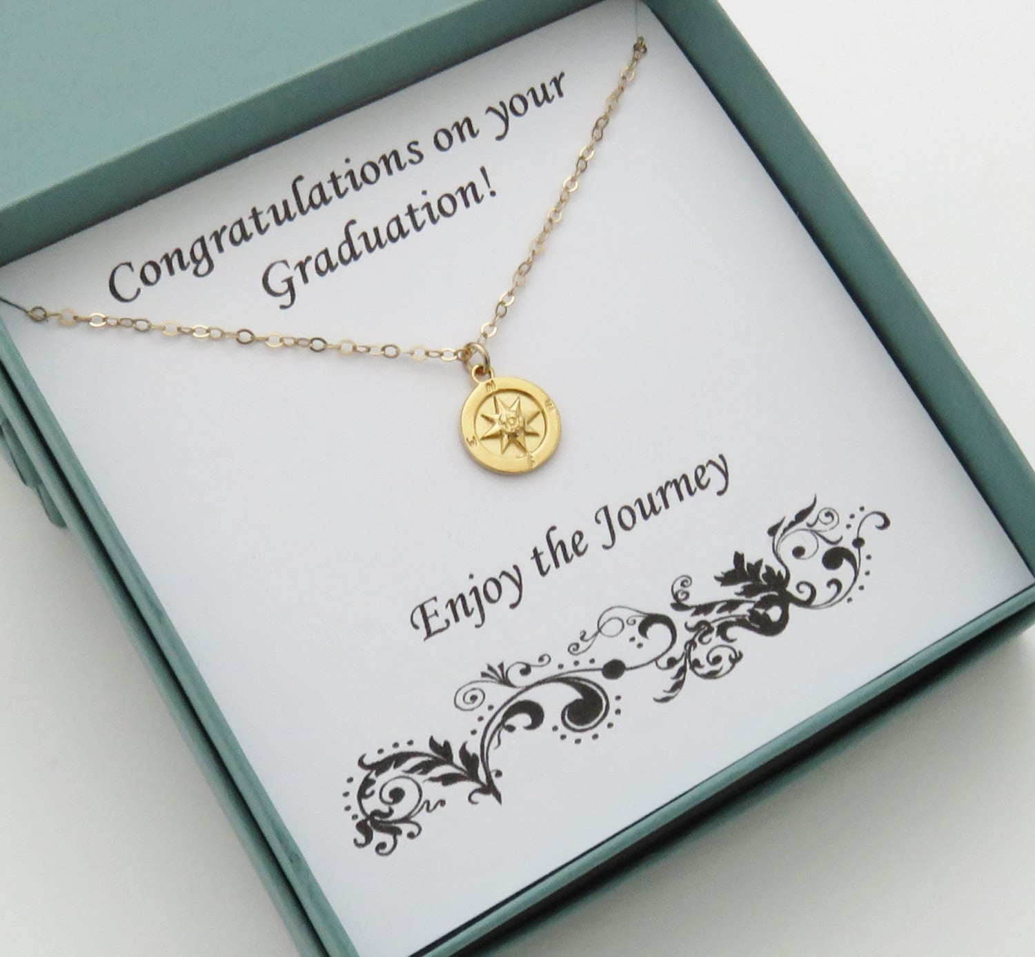 Graduation Gift for Her Gold Compass Necklace Retirement
