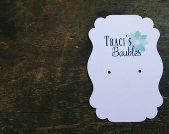 Custom Printed Earring Cards, Flourish Style, set of 50 cards