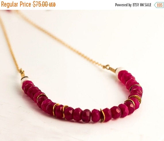 30% SALE Garnet necklace Red necklace Garnet and gold by batyas