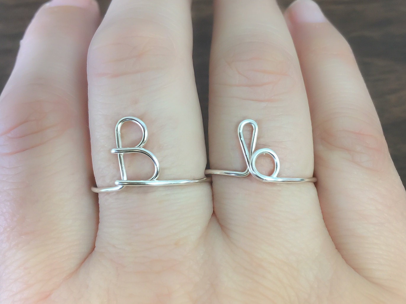 Initial Ring Letter B Ring Personalized Wire Initial Ring