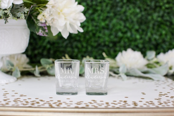 Personalized Wedding Shot Glasses Set Of Two Custom 7654