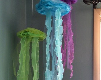 Cute Colourful Hanging Jellyfish. Wet Felted and Needle