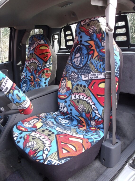 1 Set Of Superman Flying Print Car Seat Coves And Steering 1 Set Of Superman Flying Print Car Seat Coves And Steering Wheel Cover Custom Made