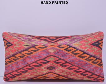 oriental rug patterned modern pillow cover pink decorative pillow boho room decor lumbar kilim pillow case berber carpet design pillow 48-30