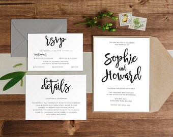 DIY Printable Simple Handwritten Wedding Invitation Main Invitation | Save the Date | RSVP | Details