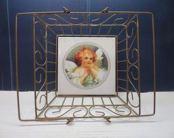 Country Farmhouse Style Square Wire Basket 2 Handles 8 x 8
