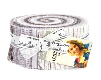 Moda Compositions Basic Grey Modern Neutral Jelly Roll 42 2.5 Inch Strips Fabric