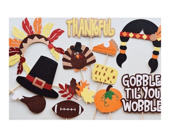 Thanksgiving Photo Booth Props ; Thanksgiving Decor ; Turkey Photo Prop ; Gobble Til You Wobble ; Fall Festival Props