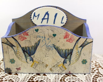 Mail holder magazine holder mail organizer wooden magazine rack mail organizer desk mail sorter wooden mail holder magazine file vintage