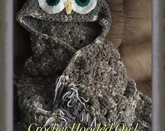 Hooded Owl Blanket, Crochet, Crochet Blanket, Owl Blanket, Hand Made, Custom Ordered, Throw, MJ Off The Hook Blanket