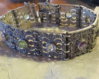 Sterling Marquisite bracelet with stones