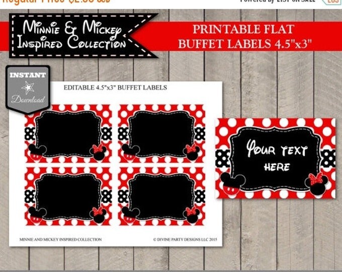 SALE INSTANT DOWNLOAD Editable Boy and Girl Mouse Printable Flat Buffet Labels / Add Your Text / Girl & Boy Mouse Collection / Item #2118