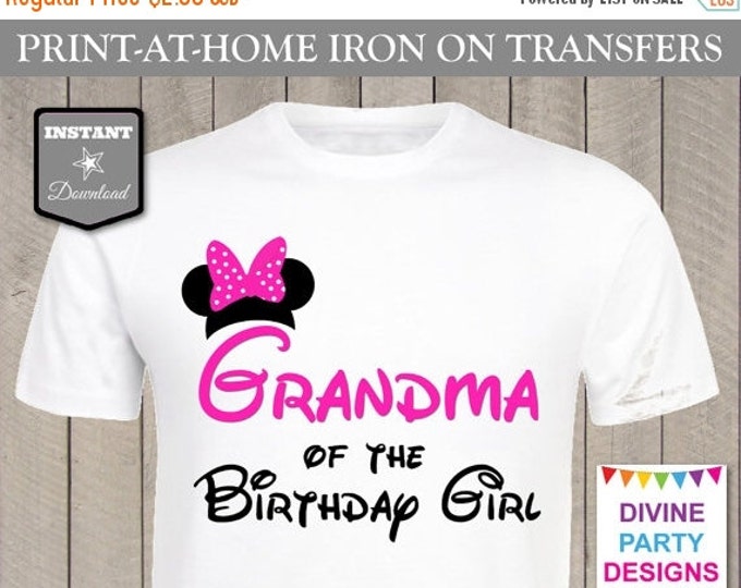 SALE INSTANT DOWNLOAD Print at Home Hot Pink Mouse Grandma of the Birthday Girl Printable Iron On Transfer / T-shirt / Family / Item #2352