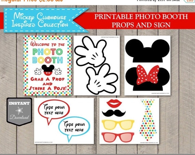 SALE INSTANT DOWNLOAD Mouse Clubhouse Printable Photo Booth Props and Party Sign / Editable Text Bubble / Clubhouse Collection / Item #1632