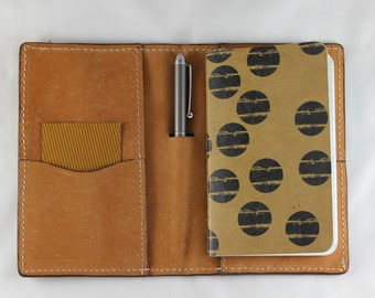 Tan-Moleskin Leather Notebook Cover-Passport Cover