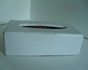 Wood Tissue Box Cover Tissue Box Holder White Shabby Distressed