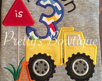 Boys construction Birthday Shirt or Bodysuit - Custom Birthday Shirt Dump Truck -- Boys Construction Shirt-- Boys Birthday T-Shirt