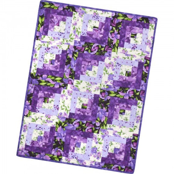 Catalina Ultra Violet 12 Block Log Cabin PreCut Quilt Kit by Maywood