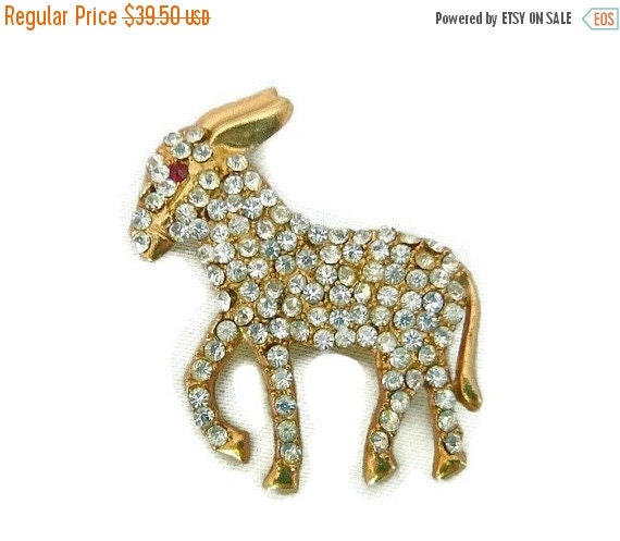 SALE Rhinestone Donkey Brooch Pin 60s by PopcornVintageByTann