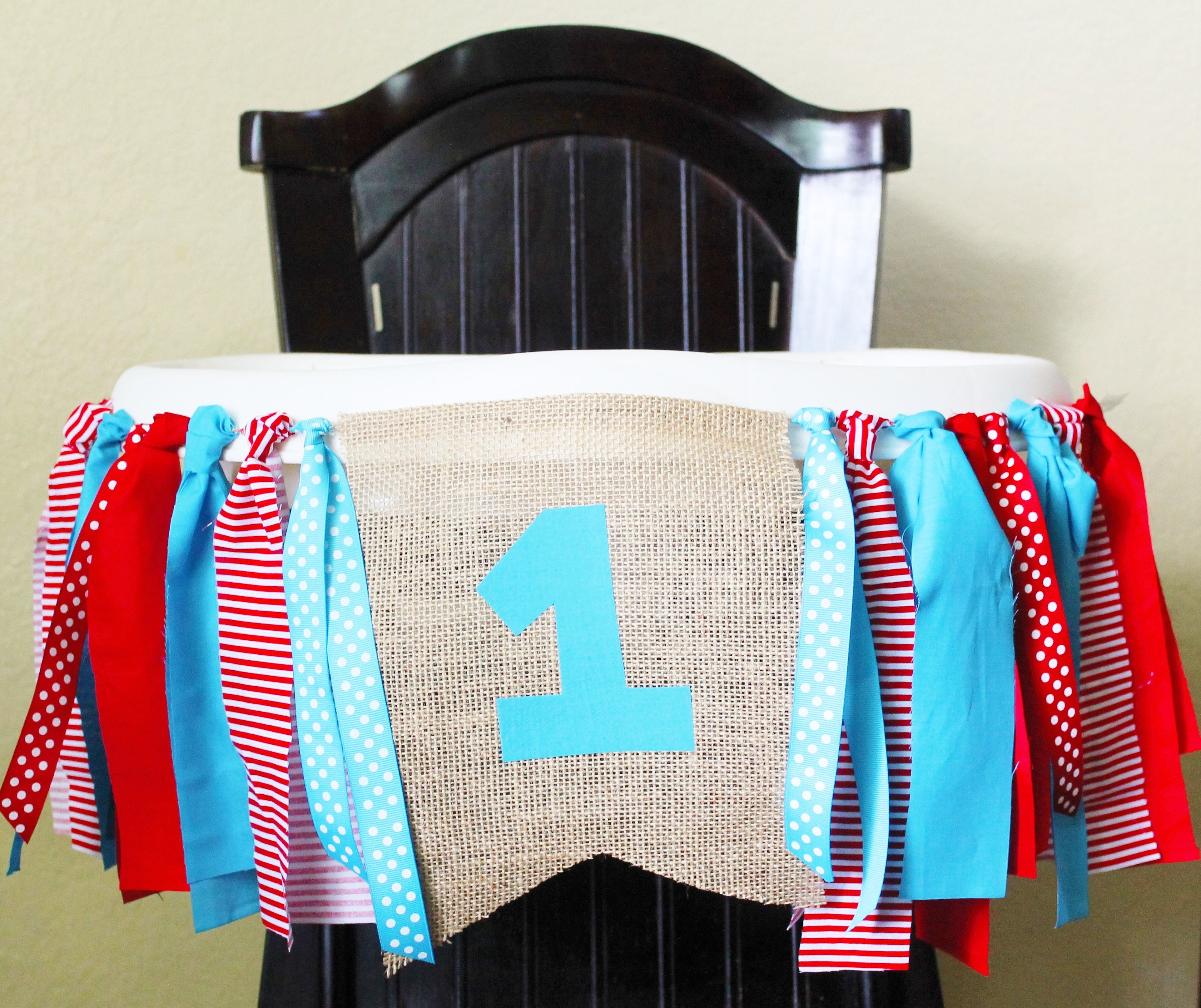 Blue and Red Birthday Garland High Chair Garland High Chair