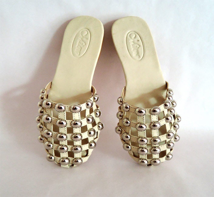 cream fleece flat sandals