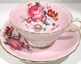 Antique Paragon Tea Cup and Saucer, Pink Paragon Cups, Double Warranty Paragon, Vintage Tea Party, English Bone China