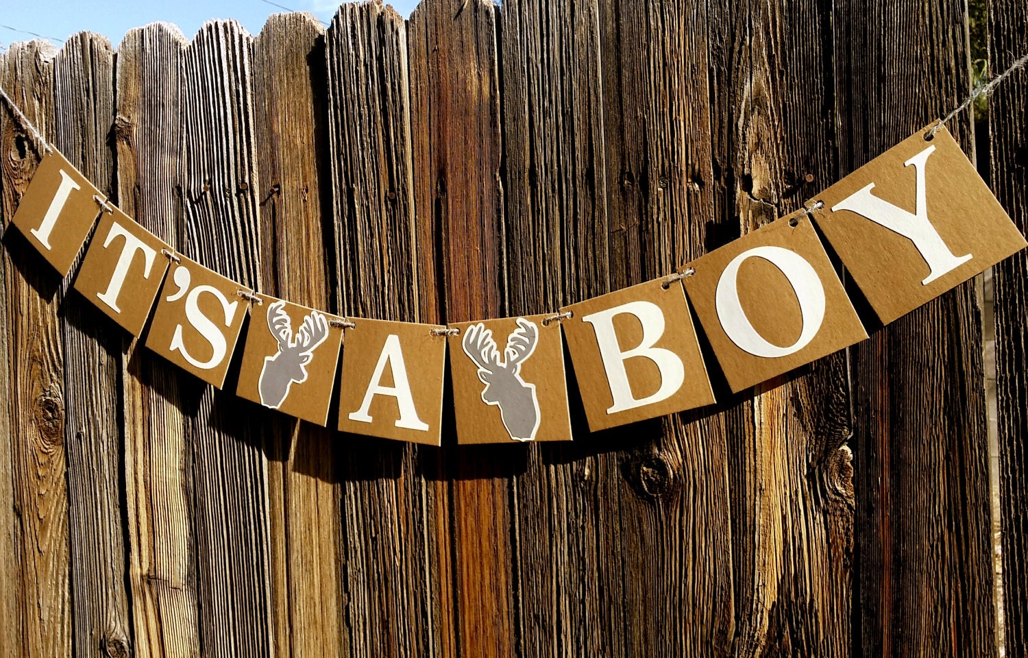 ITS A BOY Banner / Deer Head / Baby Shower Decoration / Baby
