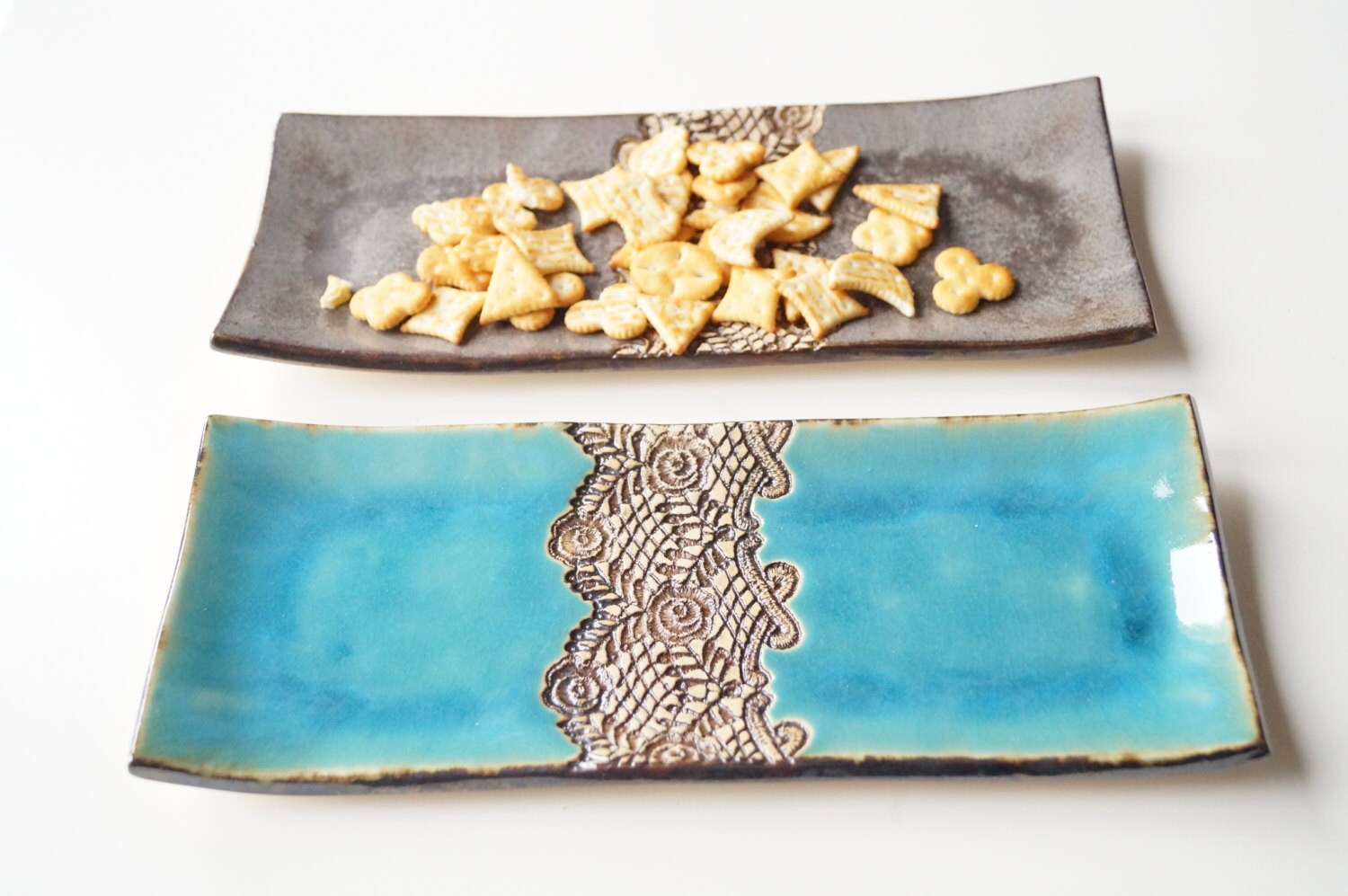 Serving Tray Set of 2 Snack Set Snack Plate Olive Plate