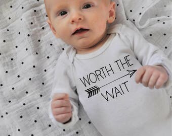 Worth the Wait Onesie, baby girl onesie, baby boy onesie, baby onesie, onsie, baby shower gift, printed baby onesie, printed baby shir