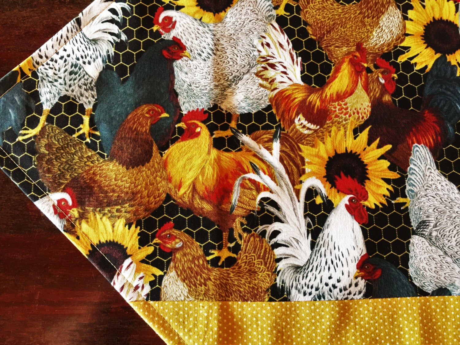 Roosters Placemats Handmade Roosters and Sunflowers Table