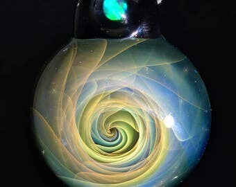 Wizard Vortex Handmade Gold and Silver Fumed Glass Pendant
