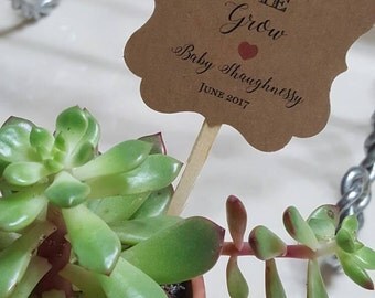 Personalized Favor Tags with stick 2x2", tags, Thank You tags, Favor tags, baby Shower, let love grow, watch me grow, (oneside only)