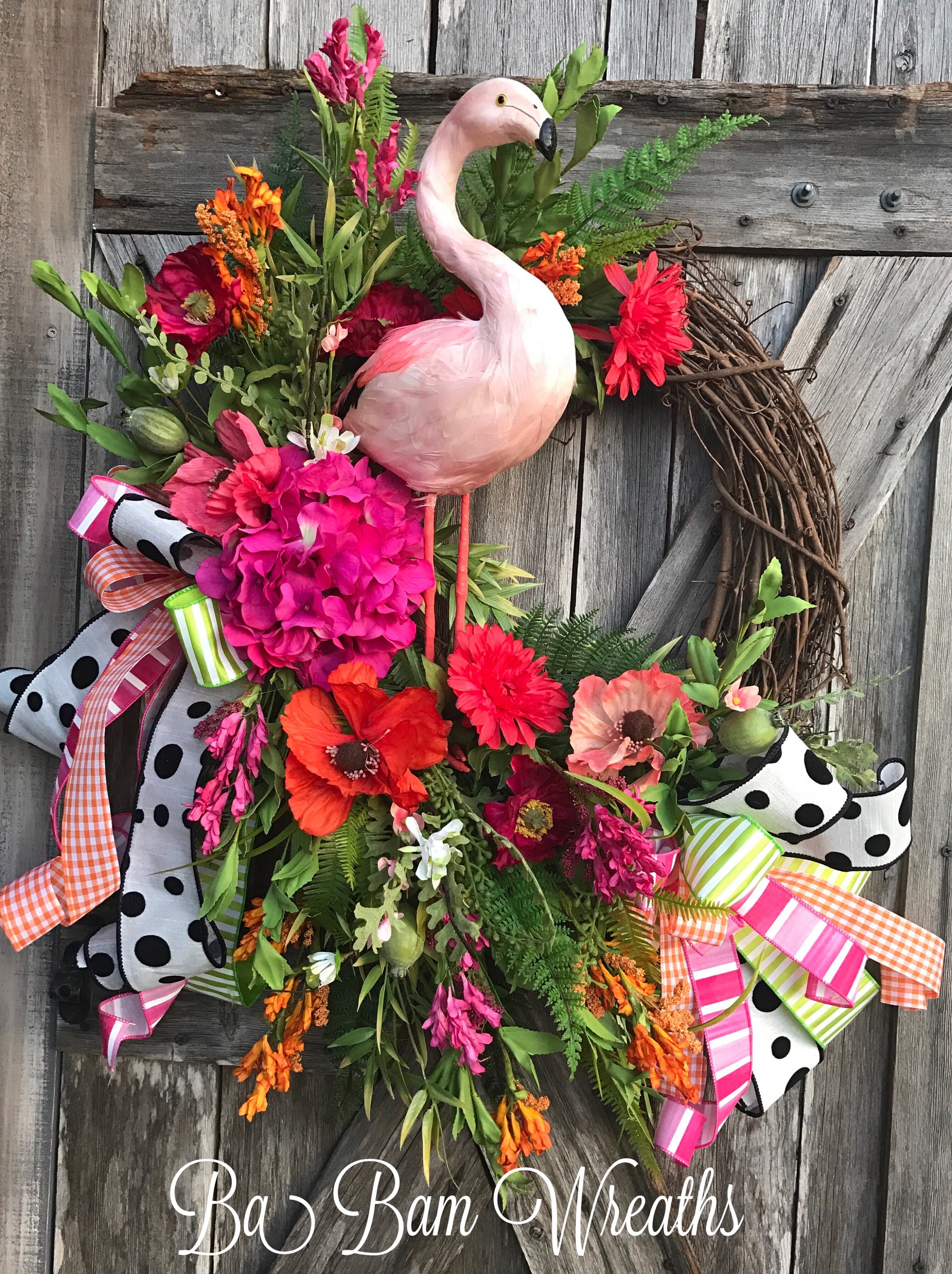 Flamingo Wreath, Flamingo Decor, Flamingo Door Hanging, Summer Wreath, Summer Decor, Beach