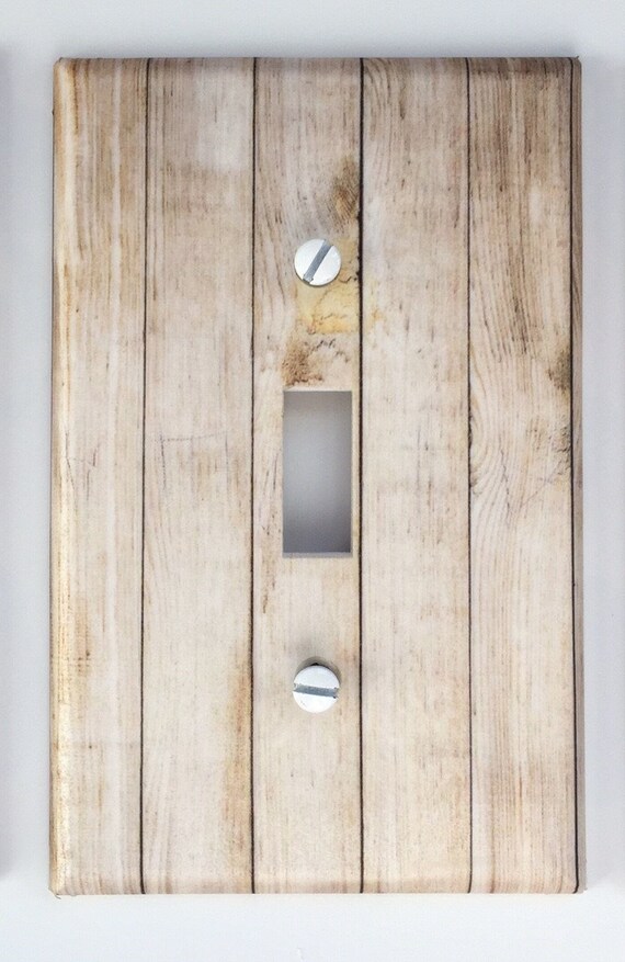 Rustic wood light switch plate cover // beige light brown