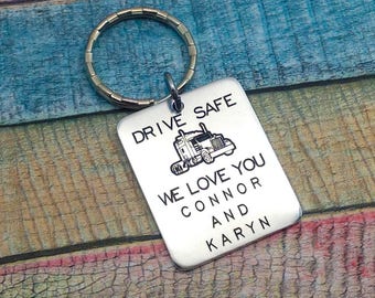 Trucker Gift, Trucker Key Ring, Gift For Trucker, Semi Truck Driver, Truck Driver Daddy, Gift For Dad, Drive Safe Trucker, Key Ring