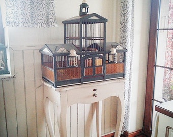 A large bird cage, Birdcage, bird, vintage, kitchen, shabby chic,container, Vintage Boxes,