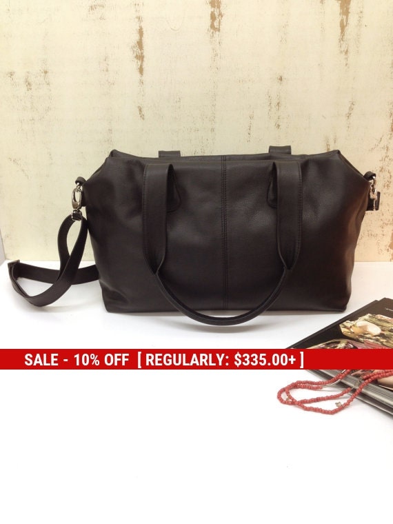 Sale Black Leather bag Medium leather bag Leather by