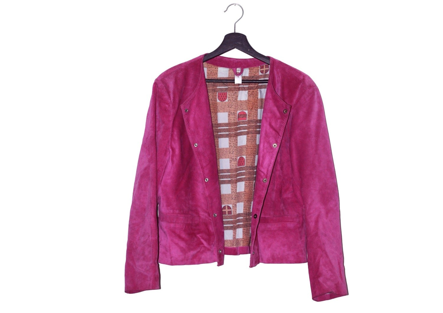 70s vintage pink suede women jacket vintage clothing