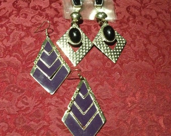 3 Pairs of retro 80's earrings
