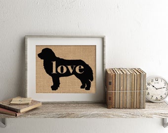 Bernese Mountain Dog Love - A Rustic Farmhouse Wall Art Hanging Home Decor Print on Burlap or Paper Canvas - Can Personalize w/ Name (101p)