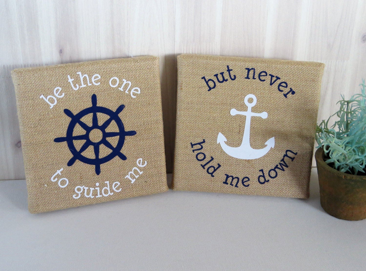 Custom Burlap Canvas Gift Set of 2 Be the One to Guide Me